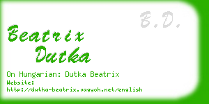 beatrix dutka business card